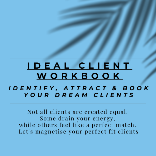 ideal client workbook, dream clients, client attraction, marketing for therapists, sales psychology